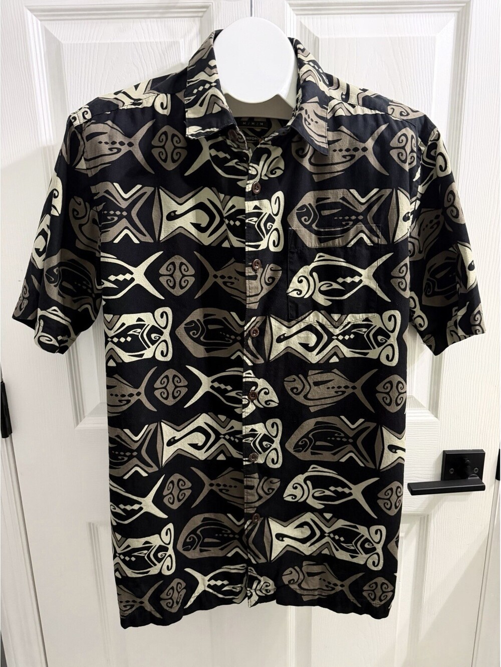 Quiksilver Waterman BandOFish Short SleevelButton Down Shirt Med LN